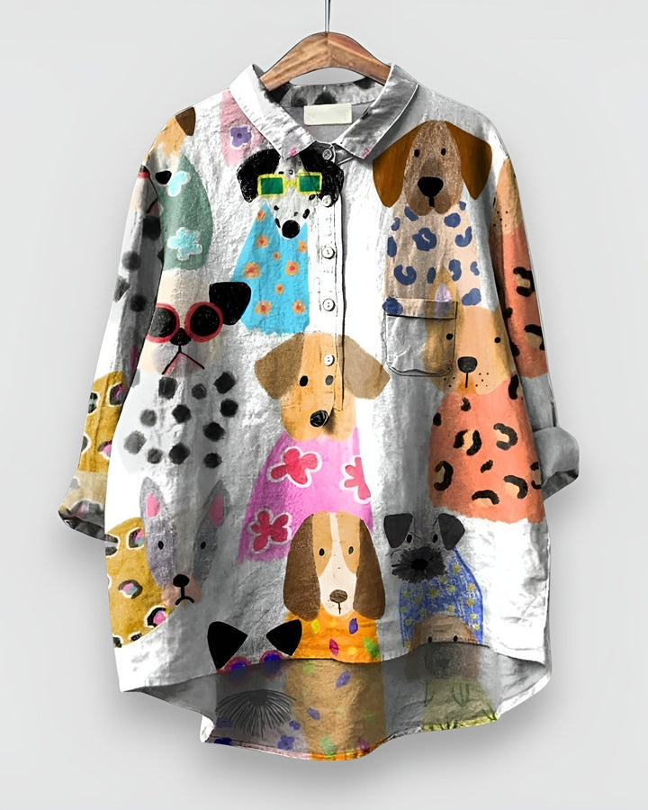 Elara™ | Charmerende bluse med hundeprint 