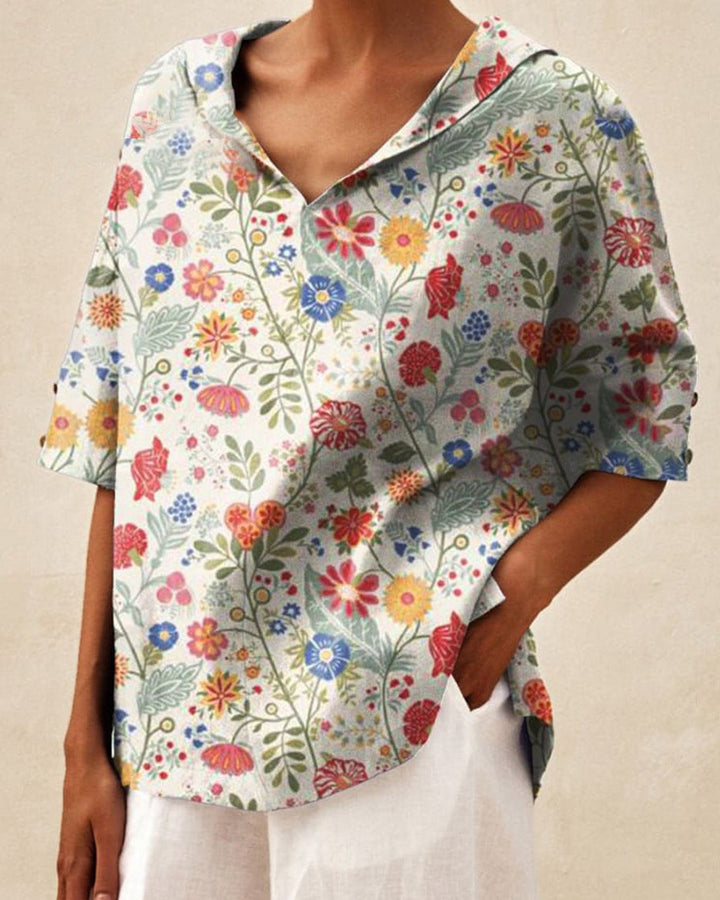 Floria™ | Elegant Light Floral Summer Top