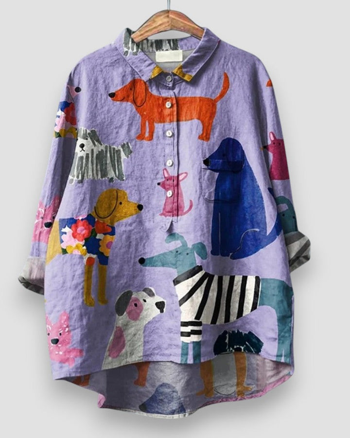 Elara™ | Charmerende bluse med hundeprint 
