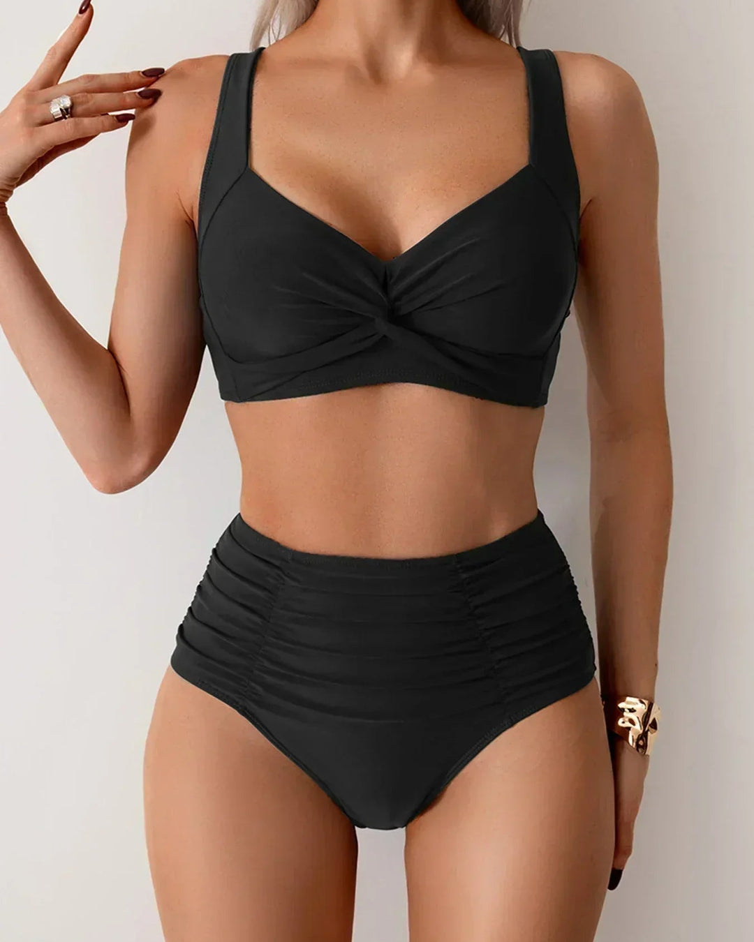 Salene™ | Bandeau-bikinitop med draperet stof