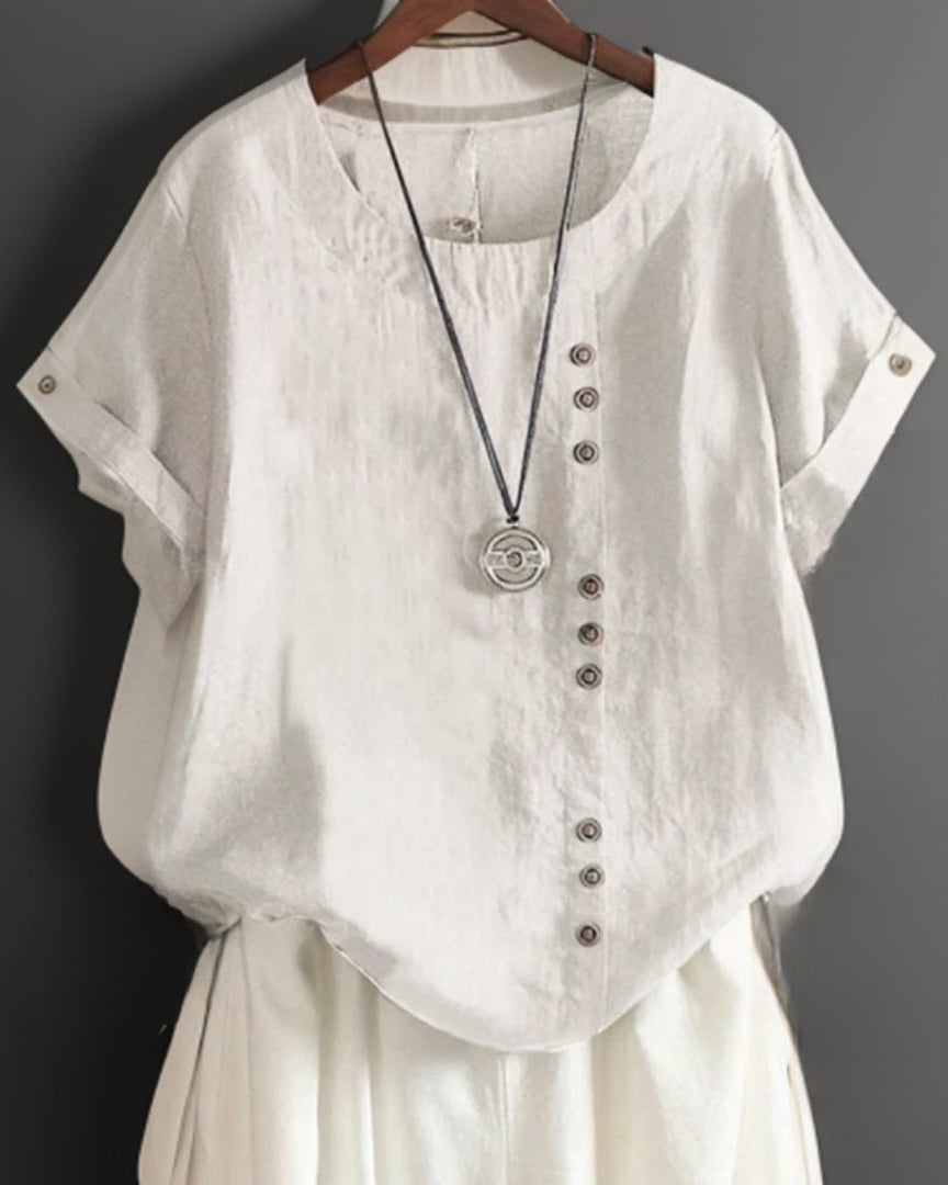 Amora™ | Elegant T-shirt med knapdetaljer