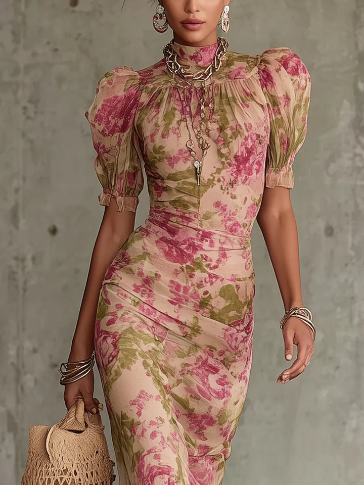 Rosalie™ | Maxikjole med rosenprint i vintagestil