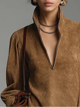 Lucienne™ | Afslappet ruskindsbuks med lynlås