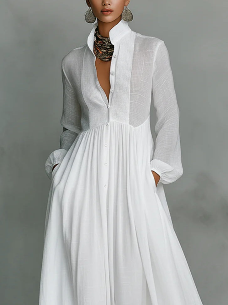 Léonie™ | Minimalist maxi-kjole med opretstående krave