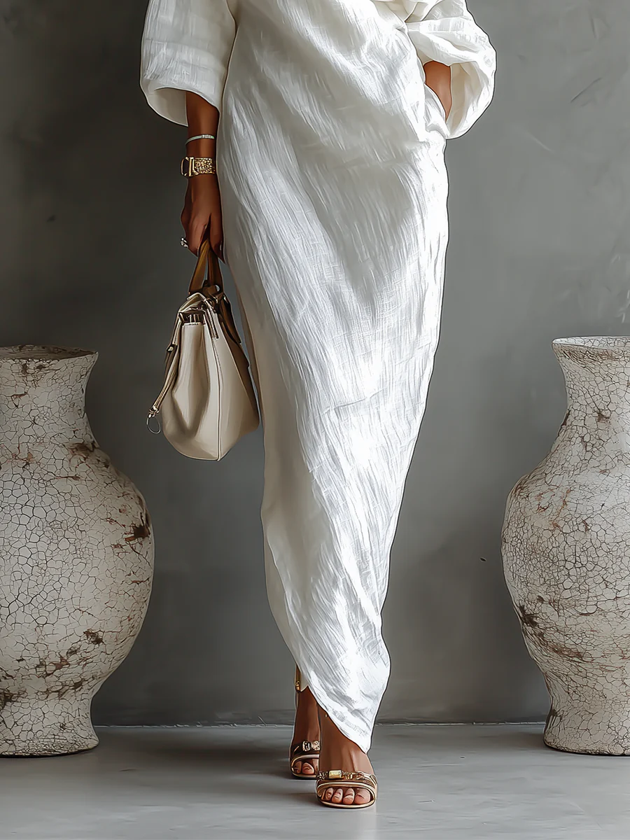 Elise™ | Elegant Maxikjole med Én Skulder i Hvid