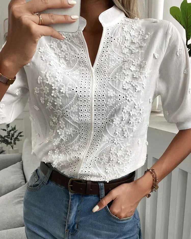 Laurine™ | Elegant Embroidered Casual Top
