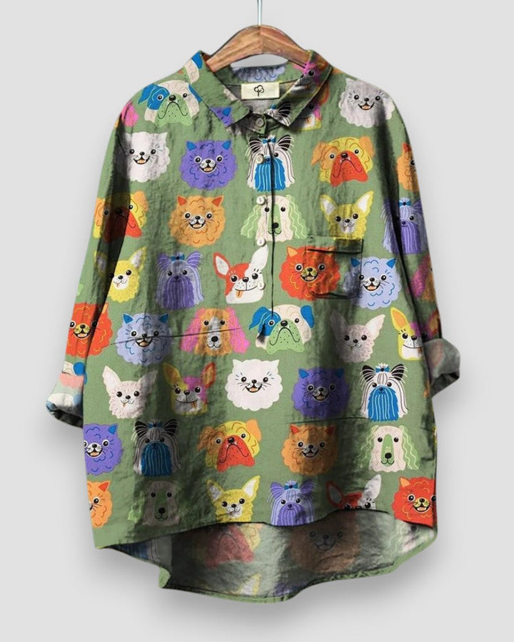 Elara™ | Charmerende bluse med hundeprint 