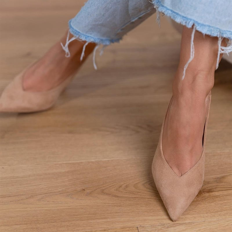 Marlena™ | Nude Slingback-hæle med tynd hæl