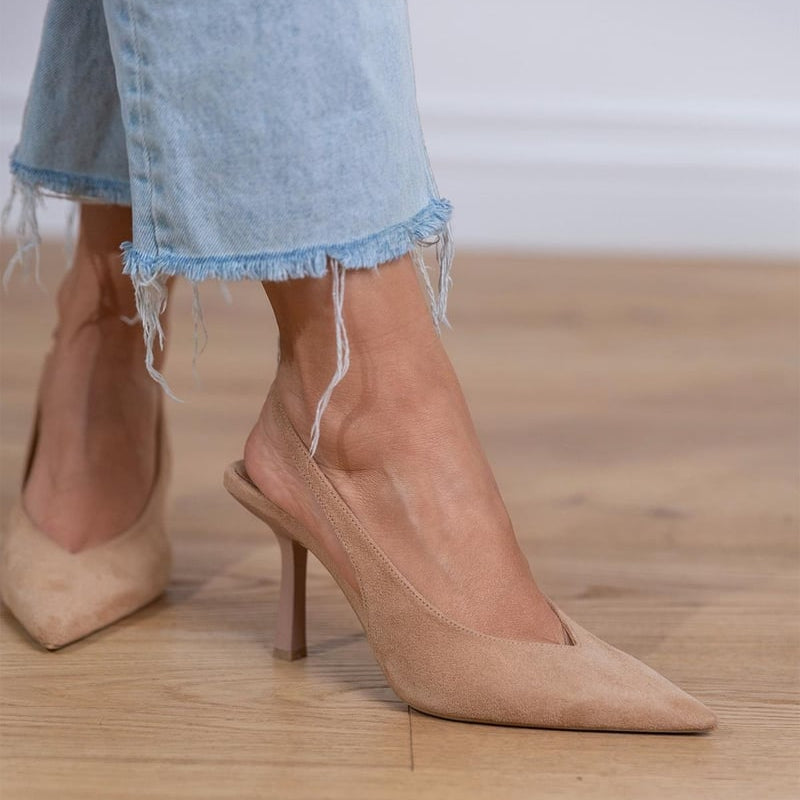 Marlena™ | Nude Slingback-hæle med tynd hæl